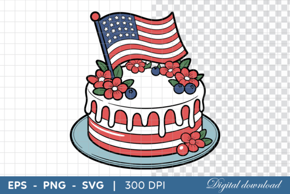 American Flag Cake with Berries, Flowers Review