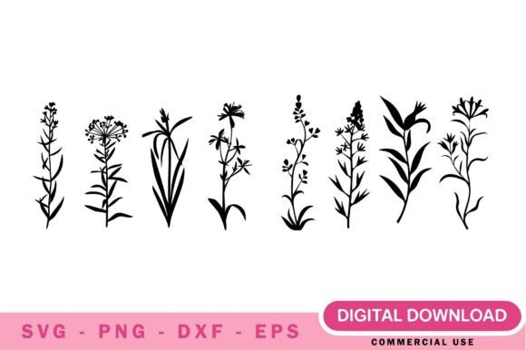 Botanical Flowers SVG Bundle: Graphics & Illustrations