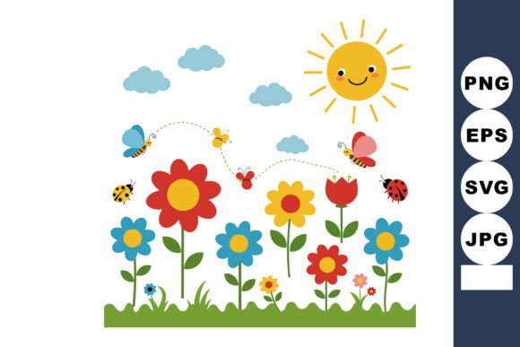 Colorful Garden Flowers Graphics & Illustrations Review
