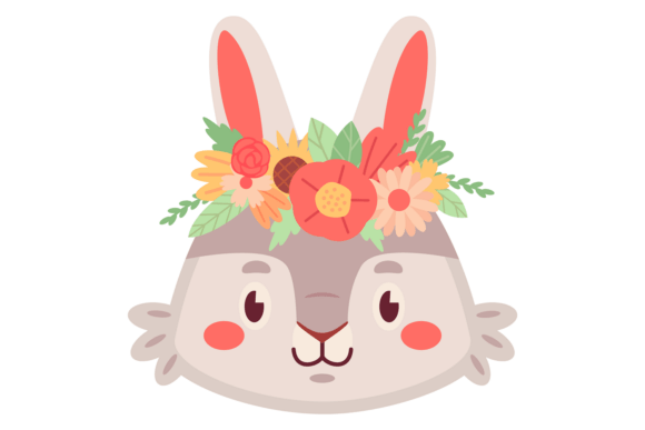 Cute Bunny in Flowers: Spring Graphics & Illustrations