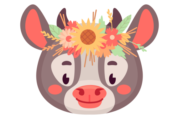 Cute Cow Head Graphics & Illustrations for Branding