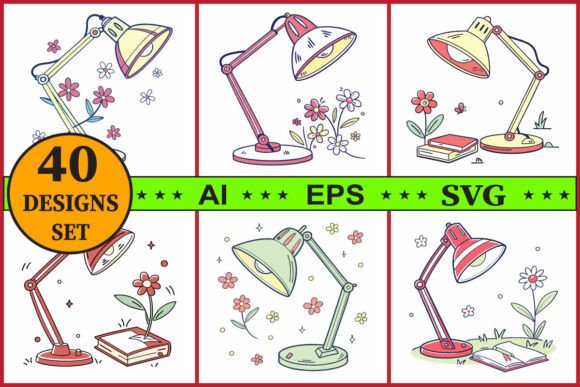 Desk Lamp Vector Set: Graphics & Illustrations