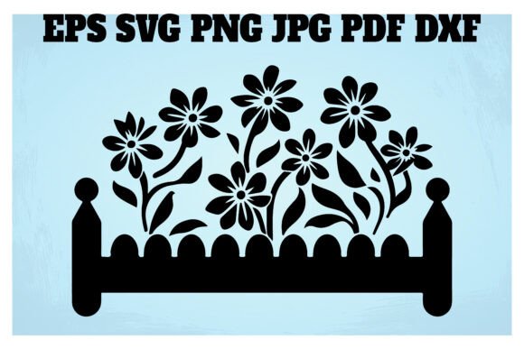 Fence with Flowers Clipart: Graphics & Illustrations
