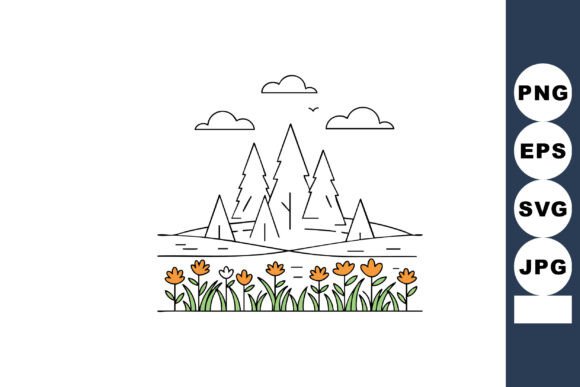 Forest Landscape with Orange Flowers Riv Review