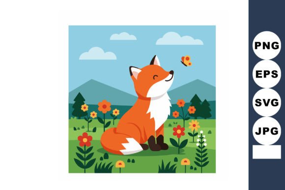 Fox Among Flowers: Cheerful Graphics & Illustrations