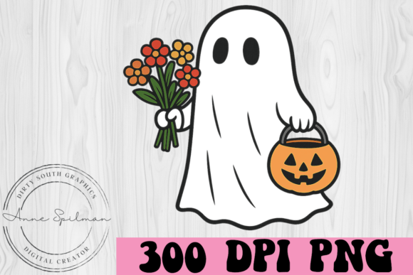 Ghost W Flowers Jack O Lantern Graphics & Illustrations Review