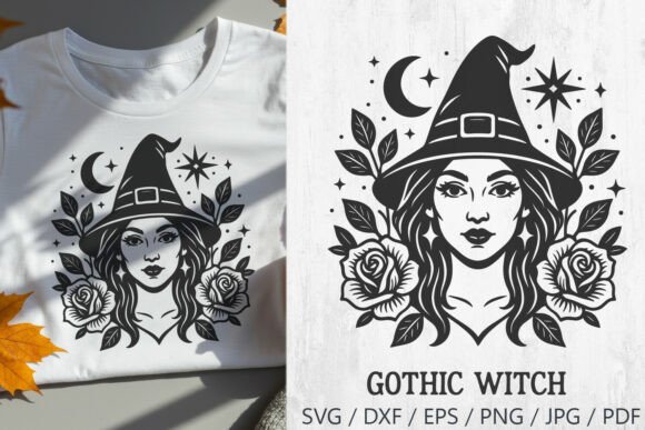 Gothic Witch Graphics: Moon & Roses Illustrations