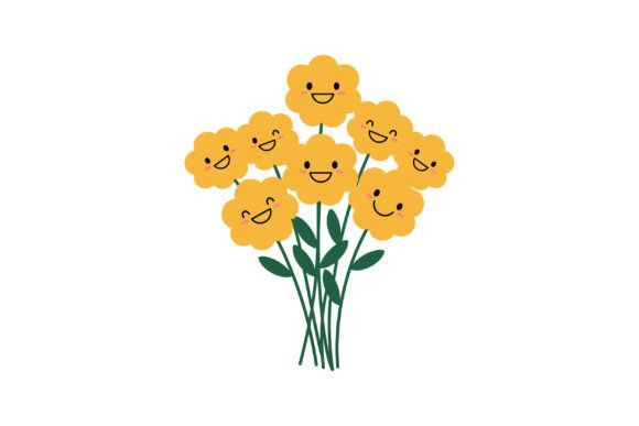Happy Yellow Flowers: Graphics & Illustrations