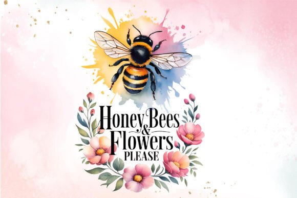 Honey Bees Flowers Please: Graphics & Illustrations
