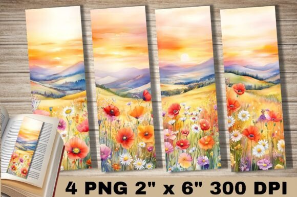 Meadow Flowers Bookmark Bundle: Graphics & Illustrations