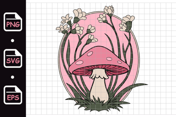 Pink Mushroom Graphics: Cute Illustrations for Crafts