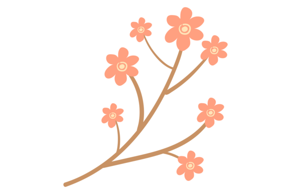 Plant Branch with Flowers: Trendy Graphics & Illustrations