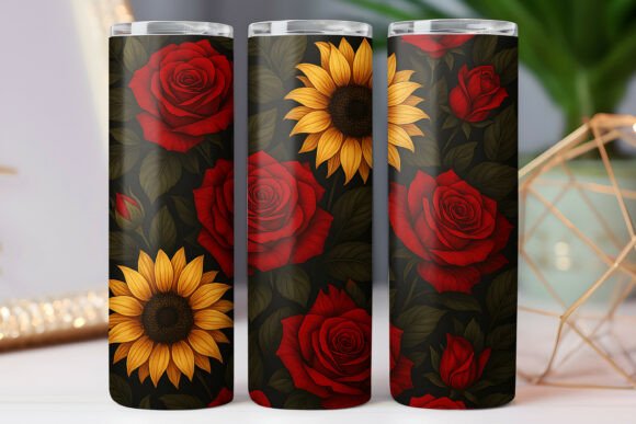 Red Yellow Roses Tumbler Wrap: Vibrant Graphics & Illustrations