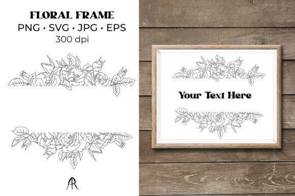Rose Flowers Split Monogram Border SVG: Graphics & Illustrations