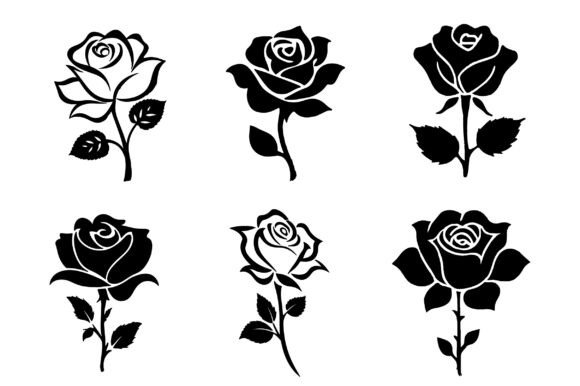 Rose Silhouette Graphics for Elegant Illustrations