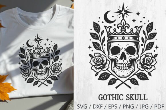 Skull Crown SVG: Gothic Graphics & Illustrations