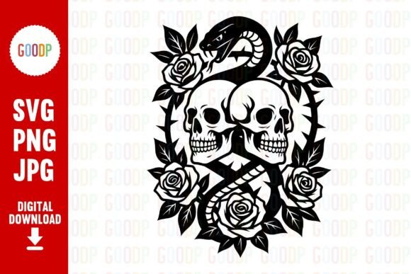 Skulls Roses SVG: Gothic Graphics & Illustrations