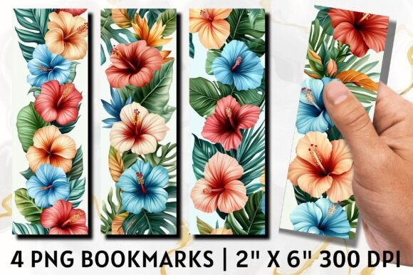 Tropical Flowers Bookmark: Graphics & Illustrations