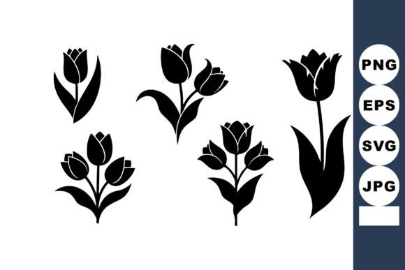 Tulip Flowers Silhouettes: Graphics & Illustrations