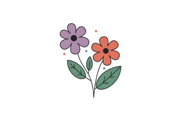 Two Colorful Simple Flowers: Fresh Graphics & Illustrations