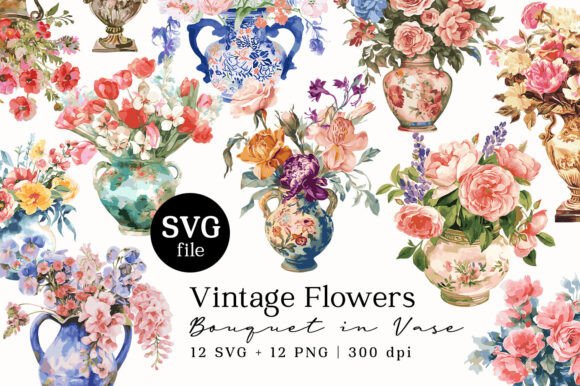 Vintage Spring Flowers: Graphics & Illustrations